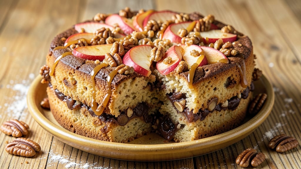 Apple Date and Pecan Cake Recipe: Spiced Caramel Swirl With Nutty Crunch