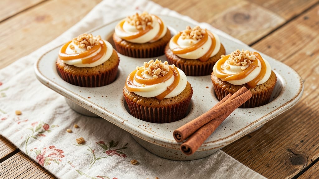 Apple Butter Cupcakes Recipe: Warm Spice Swirl With Gooey Caramel Topping