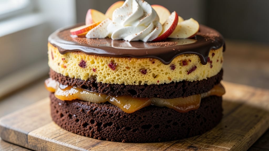 Apple Egg Chocolate Cake Recipe: Warm Spiced Apple Filling in Rich Chocolate Layers