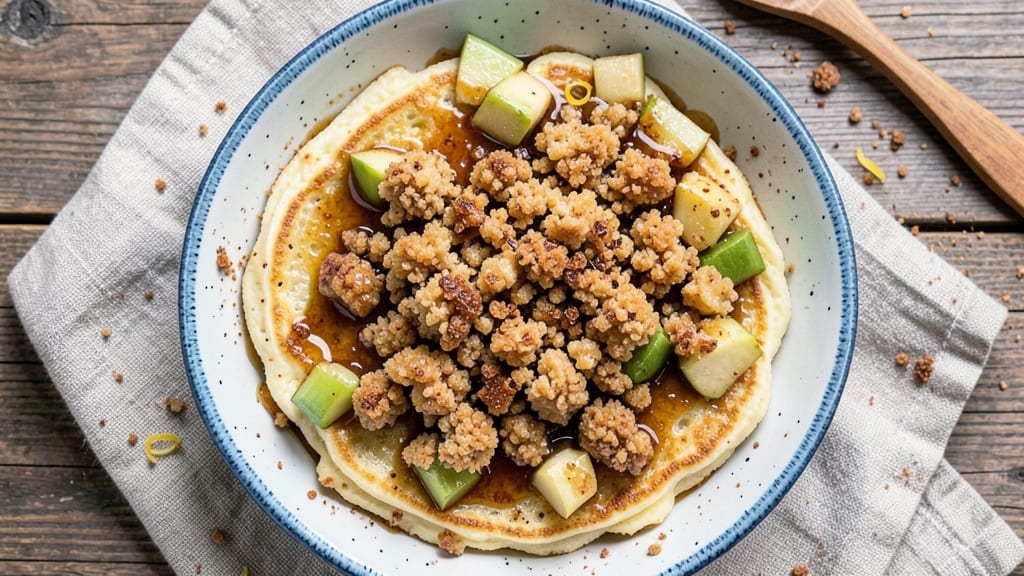 Apple Crisp Pancakes Recipe: Warm Spiced Apple Filling in Buttery Stacks