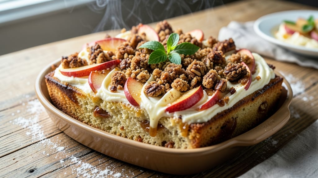 Apple Cream Cheese Coffee Cake Recipe: Buttery Streusel Crown Over Spiced Apple Swirl