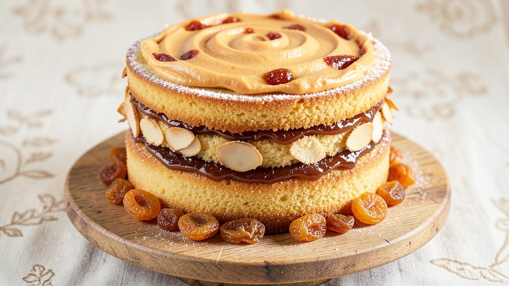 Apricot Layer Cake Recipe: Buttery Vanilla Layers Hugged by Zesty Apricot Jam