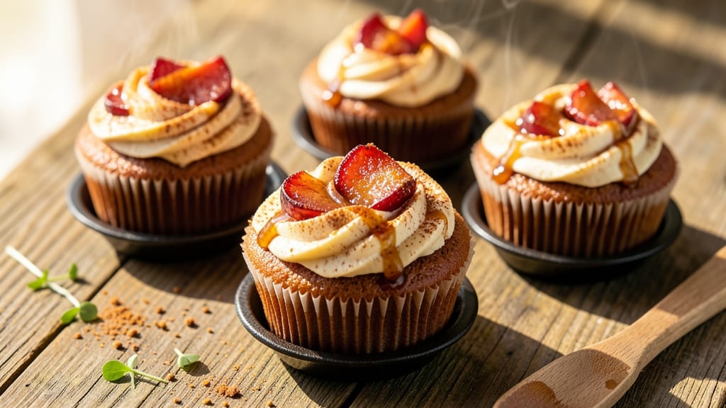 Apple Cider Donut Cupcakes Recipe: Spiced Rum-Infused Frosting and Warm Apple Filling