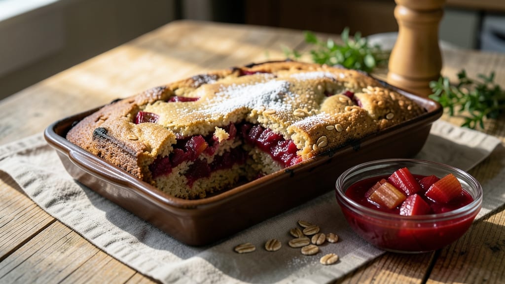 Amish Rhubarb Cake Recipe: Buttery Streusel Over Tart-Sweet Filling