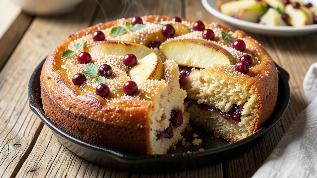 Apple Cranberry Upside Down Cake Recipe: Caramelized Fruit Crown Over Spiced Layers